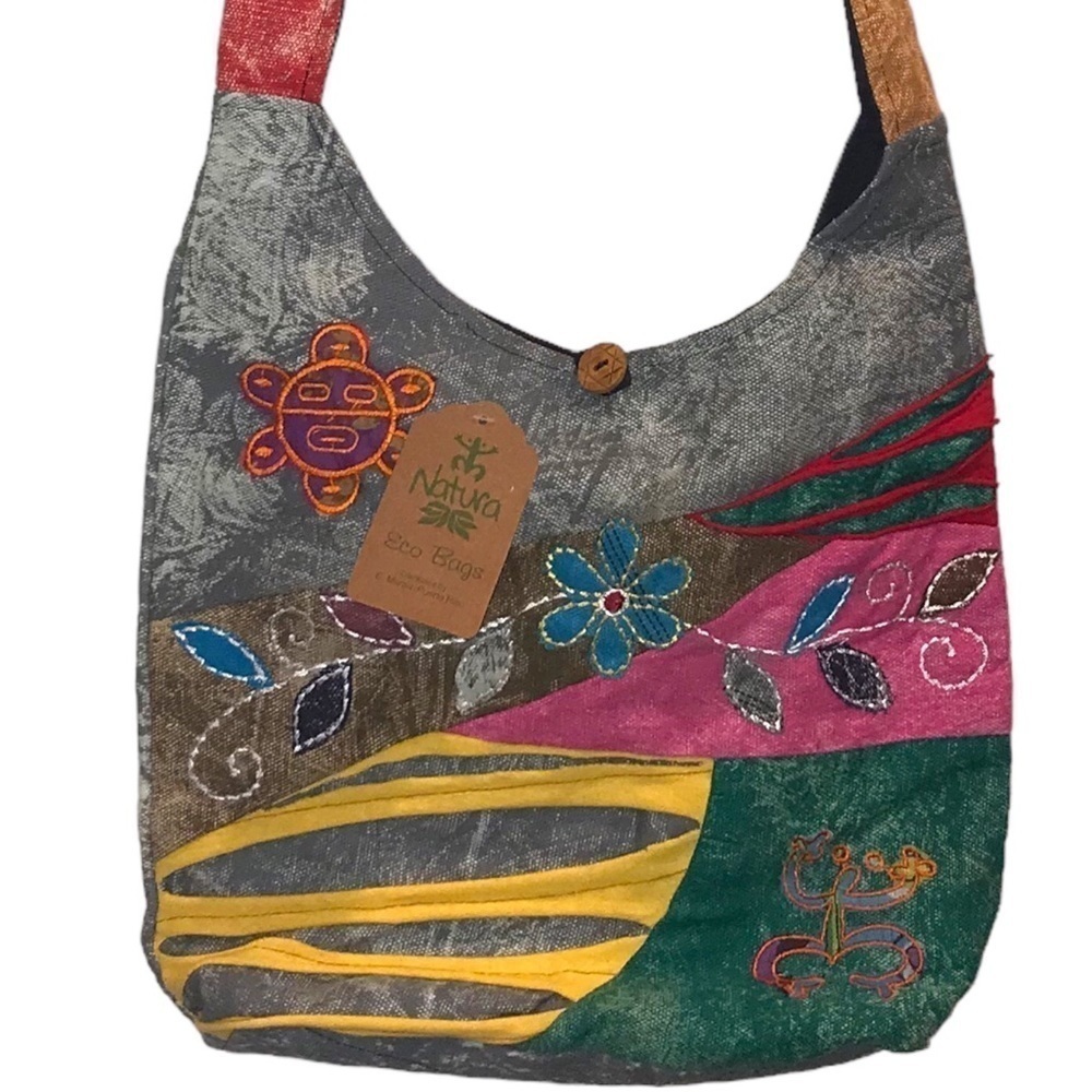 Natura Eco Boho Hippie Style Crossbody Sling Bag Native Details Made in PR New